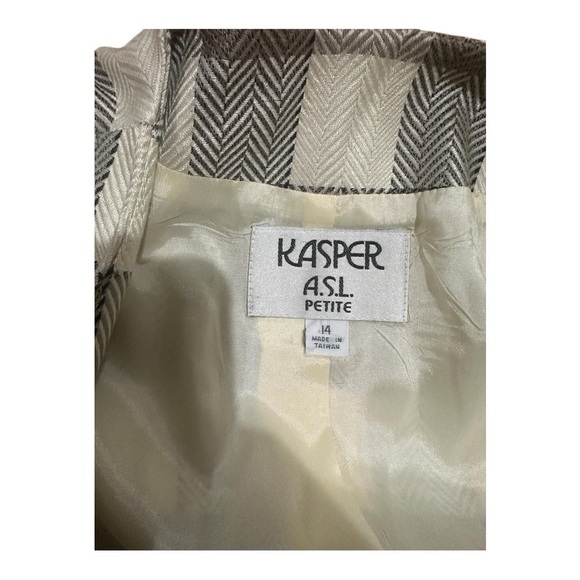 Kasper ASL Gray Buffalo Check Blazer Double Breasted Petite 14P Vintage, NWT - Picture 5 of 10